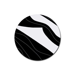 White And Black Decorative Design Rubber Coaster (round)  by Valentinaart