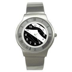 White And Black Decorative Design Stainless Steel Watch by Valentinaart