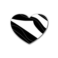 White And Black Decorative Design Rubber Coaster (heart)  by Valentinaart