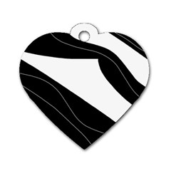 White And Black Decorative Design Dog Tag Heart (one Side) by Valentinaart