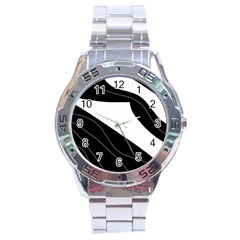 White And Black Decorative Design Stainless Steel Analogue Watch by Valentinaart