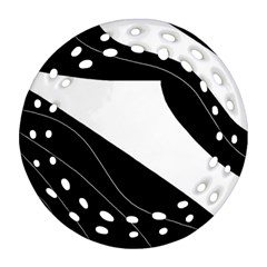 White And Black Decorative Design Round Filigree Ornament (2side) by Valentinaart