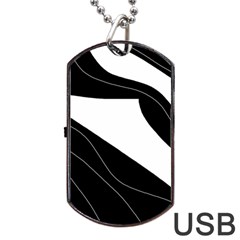 White And Black Decorative Design Dog Tag Usb Flash (one Side) by Valentinaart