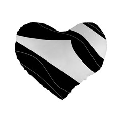 White And Black Decorative Design Standard 16  Premium Heart Shape Cushions by Valentinaart