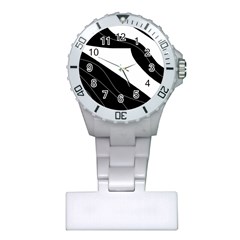 White And Black Decorative Design Plastic Nurses Watch by Valentinaart