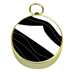 White And Black Decorative Design Gold Compasses by Valentinaart