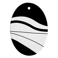 White And Black Harmony Ornament (oval)  by Valentinaart