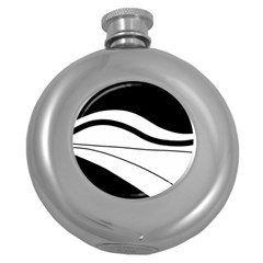 White And Black Harmony Round Hip Flask (5 Oz) by Valentinaart