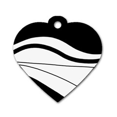 White And Black Harmony Dog Tag Heart (one Side) by Valentinaart