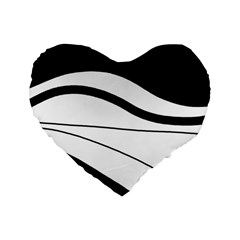 White And Black Harmony Standard 16  Premium Flano Heart Shape Cushions by Valentinaart