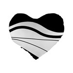 White and black harmony Standard 16  Premium Flano Heart Shape Cushions Back