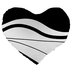 White And Black Harmony Large 19  Premium Flano Heart Shape Cushions by Valentinaart