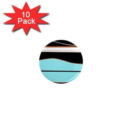 Cyan, Black And White Waves 1  Mini Magnet (10 Pack)  by Valentinaart