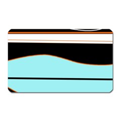 Cyan, Black And White Waves Magnet (rectangular) by Valentinaart