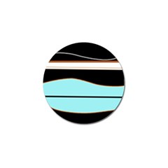 Cyan, Black And White Waves Golf Ball Marker by Valentinaart