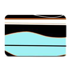 Cyan, Black And White Waves Plate Mats by Valentinaart