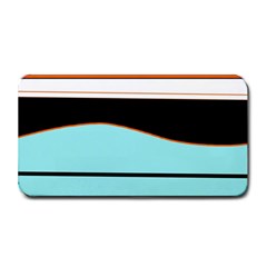 Cyan, Black And White Waves Medium Bar Mats by Valentinaart