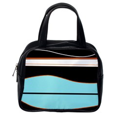 Cyan, Black And White Waves Classic Handbags (one Side) by Valentinaart