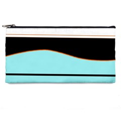 Cyan, Black And White Waves Pencil Cases by Valentinaart