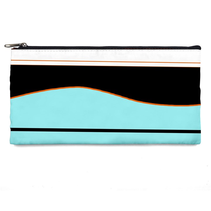 Cyan, black and white waves Pencil Cases