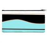 Cyan, black and white waves Pencil Cases Back