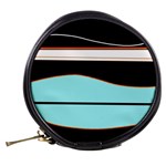 Cyan, black and white waves Mini Makeup Bags Back