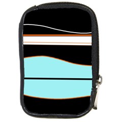 Cyan, Black And White Waves Compact Camera Cases by Valentinaart