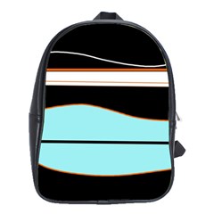 Cyan, Black And White Waves School Bags(large)  by Valentinaart