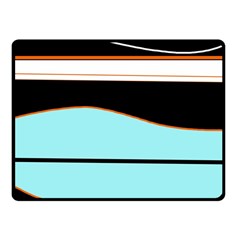 Cyan, Black And White Waves Fleece Blanket (small) by Valentinaart