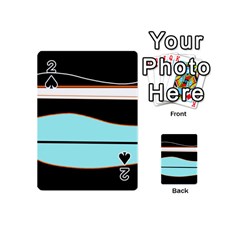 Cyan, Black And White Waves Playing Cards 54 (mini) 