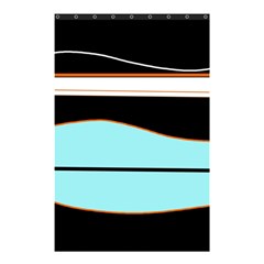 Cyan, Black And White Waves Shower Curtain 48  X 72  (small)  by Valentinaart