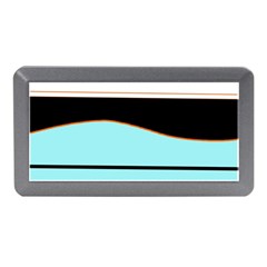 Cyan, Black And White Waves Memory Card Reader (mini)