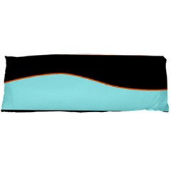 Cyan, Black And White Waves Body Pillow Case Dakimakura (two Sides) by Valentinaart