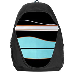 Cyan, Black And White Waves Backpack Bag by Valentinaart