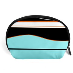 Cyan, Black And White Waves Accessory Pouches (large)  by Valentinaart