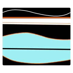 Cyan, Black And White Waves Double Sided Flano Blanket (small) 