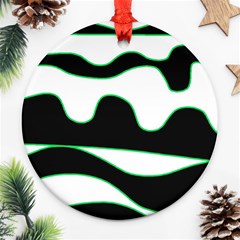 Green, White And Black Ornament (round)  by Valentinaart