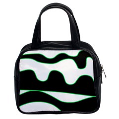 Green, White And Black Classic Handbags (2 Sides) by Valentinaart