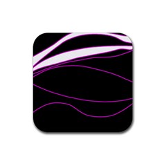 Purple, white and black lines Rubber Coaster (Square) 