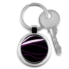 Purple, white and black lines Key Chains (Round) 