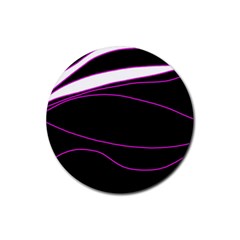 Purple, white and black lines Rubber Coaster (Round) 