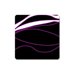 Purple, White And Black Lines Square Magnet by Valentinaart