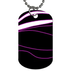 Purple, White And Black Lines Dog Tag (one Side) by Valentinaart