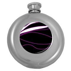 Purple, white and black lines Round Hip Flask (5 oz)