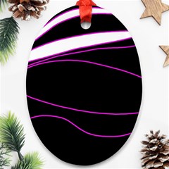 Purple, white and black lines Oval Ornament (Two Sides)