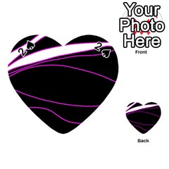 Purple, White And Black Lines Playing Cards 54 (heart)  by Valentinaart