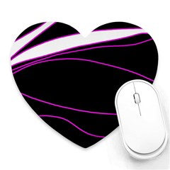 Purple, white and black lines Heart Mousepads