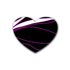 Purple, white and black lines Rubber Coaster (Heart) 