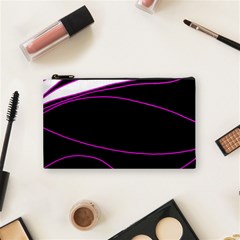 Purple, White And Black Lines Cosmetic Bag (small)  by Valentinaart