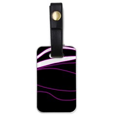 Purple, White And Black Lines Luggage Tags (one Side)  by Valentinaart